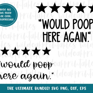 5 stars would poop here again svg wall sign, sarcastic bathroom svg bundle, funny bathroom signs svg, funny sarcasm svgs, bathroom svgs