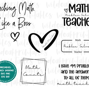 I love math svg, math teacher svg, math svg bundle, teacher math svg, teacher svg, algebra teacher svg, funny math teacher svgs