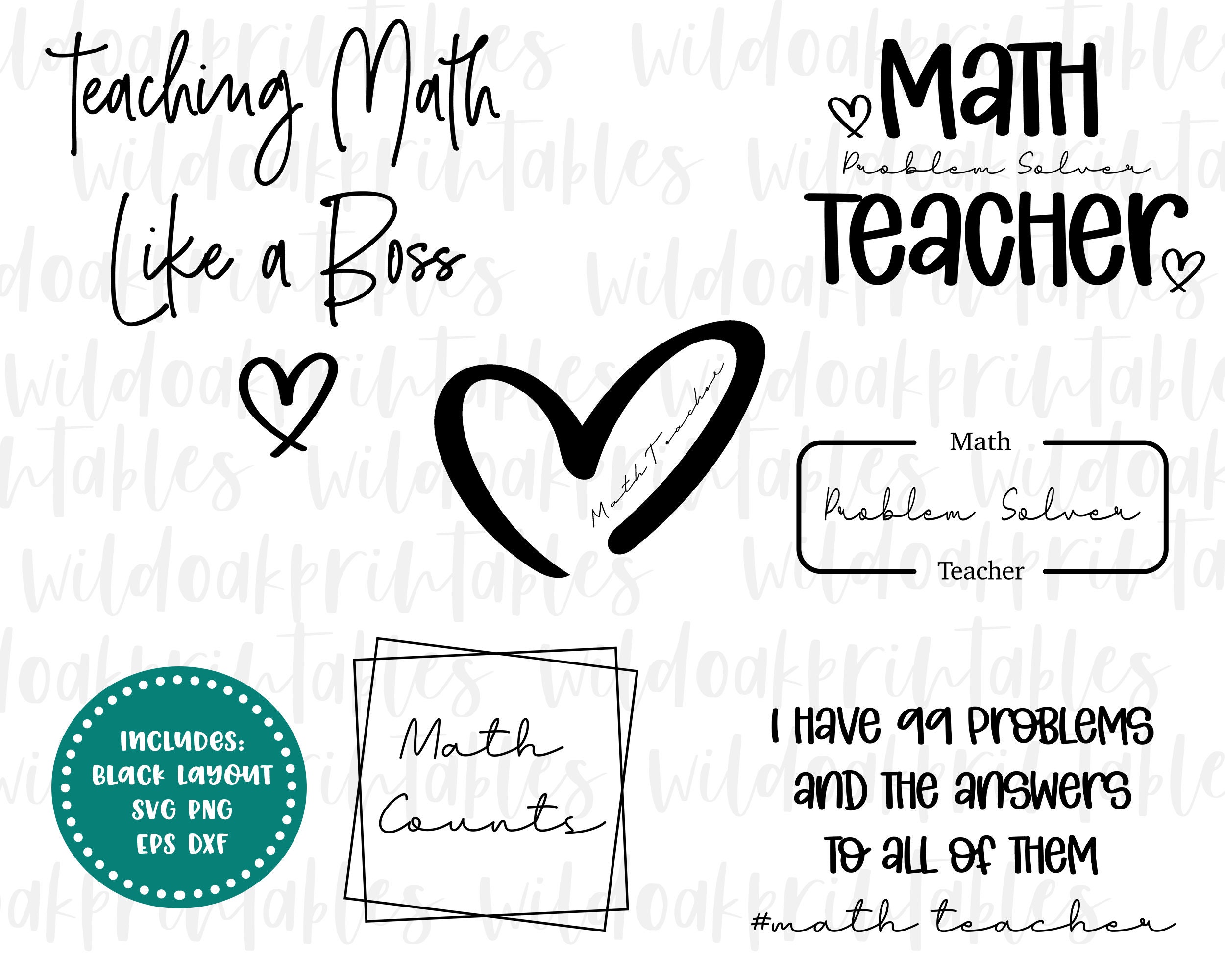 Download I Love Math Svg Math Teacher Svg Math Svg Bundle Teacher Etsy