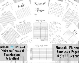 Financial Planner Bundle Printable, Budget Planner, Financial Digital Planner, Expense Tracker, Money Tracker, Sinking Funds,Savings Tracker