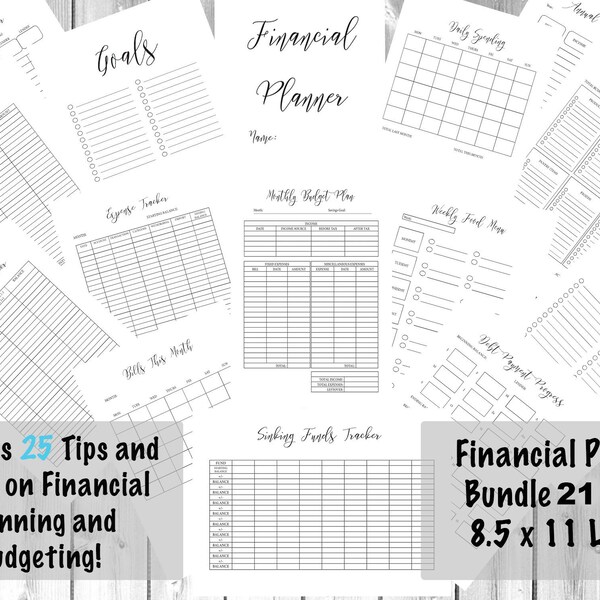 Financial Planner Bundle Printable, Budget Planner, Financial Digital Planner, Expense Tracker, Money Tracker, Sinking Funds,Savings Tracker