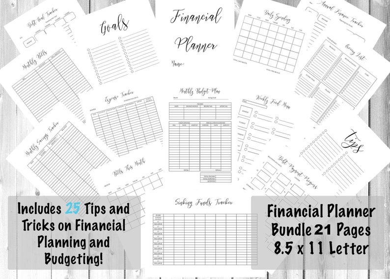 Financial Planner Bundle Printable, Budget Planner, Financial Digital Planner, Expense Tracker, Money Tracker, Sinking Funds,Savings Tracker image 1