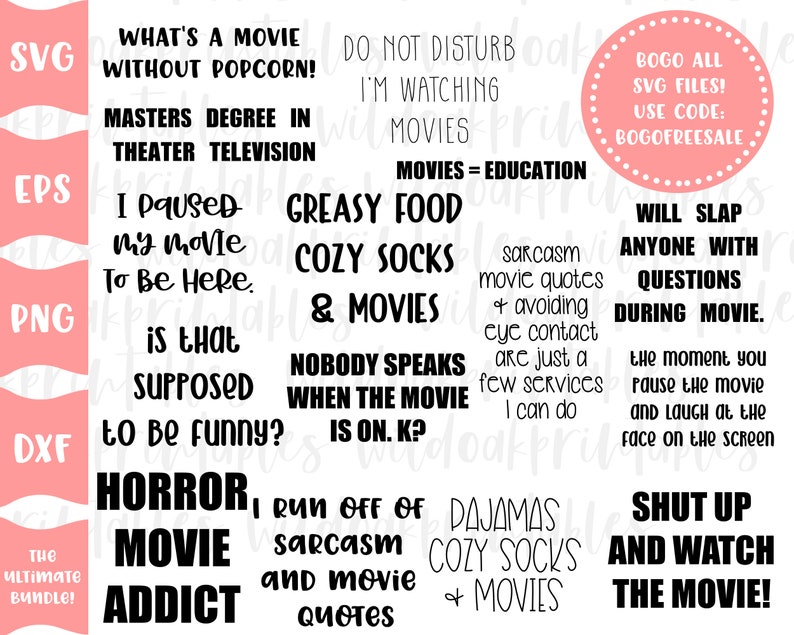 15 sarcastic svg bundle, funny svg quotes, funny sarcastic svg sayings, svg bundles, watching movies svg, watching movie quotes svg, image 1