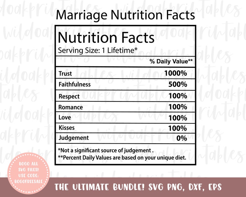 Marriage nutrition facts labels svg husband and wife svg | Etsy
