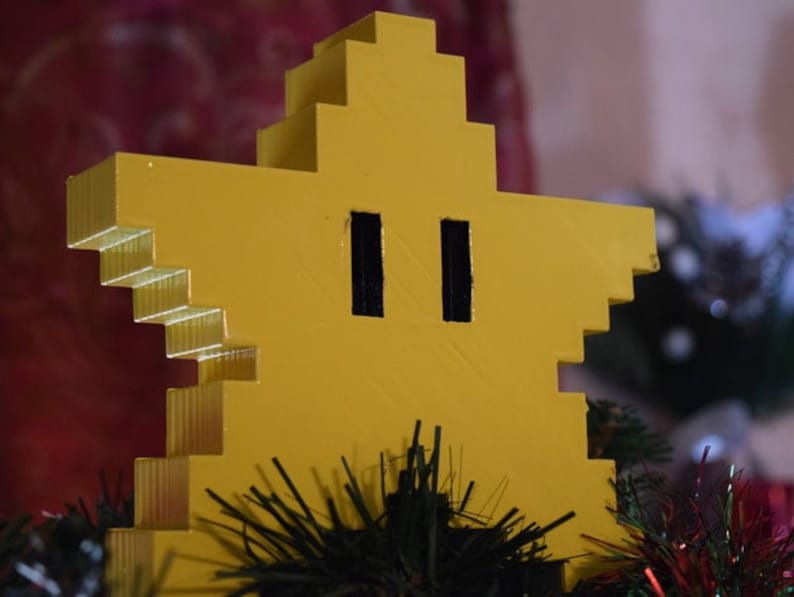 Pixelated Star Christmas Tree Topper Mario Nintendo Etsy Australia
