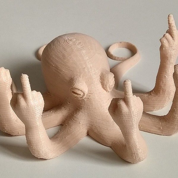 Fucktopus Octopus Doigt du milieu | Ornement de bureau vulgaire | Meme | blague | Imprimé en 3D | Nouveauté | Gotcha | Décoration de bureau | Décoration d'intérieur | Drôle