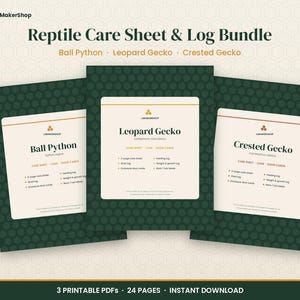 Reptile Care Sheet Bundle: Ball Python, Leopard Gecko, Crested Gecko (PDF)