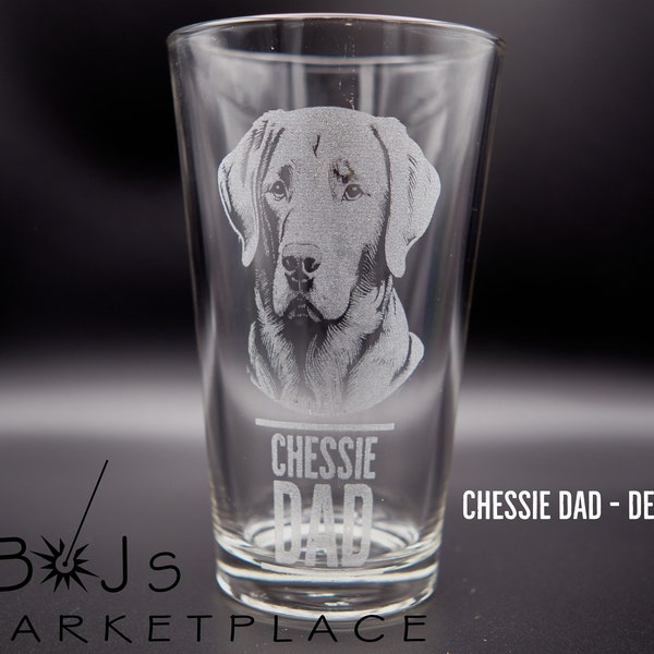 Chesapeake Bay Retriever Engraved Glassware - Pint Glass