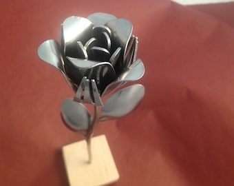 Forever Rose-Farmhouse Table-Farm Table-Bouquet Alternative-Stainless Rose-Spoon Art-Rose Forever-Rose For Birthday-Metal Rose-Flower Girl