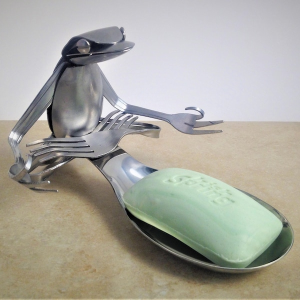 Soap Dish Metal-Yoga Lotus-Soap Art-Yoga Bathroom-Yoga Frog-Spoon Rest for Stove-Zen Bathroom Decor-Soap Display Stand-Free Spirit Decor