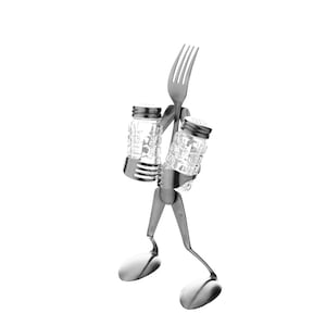 Salt and Pepper Holder Table Centerpiece-Holiday Hostess Gift-Metal Art Figurine for Serving or Cooking