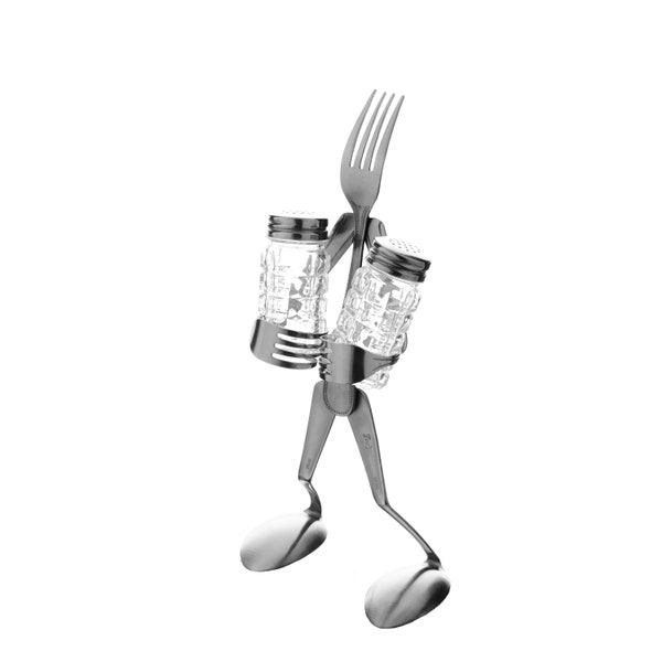 Salt and Pepper Holder Table Centerpiece-Holiday Hostess Gift-Metal Art Figurine for Serving or Cooking