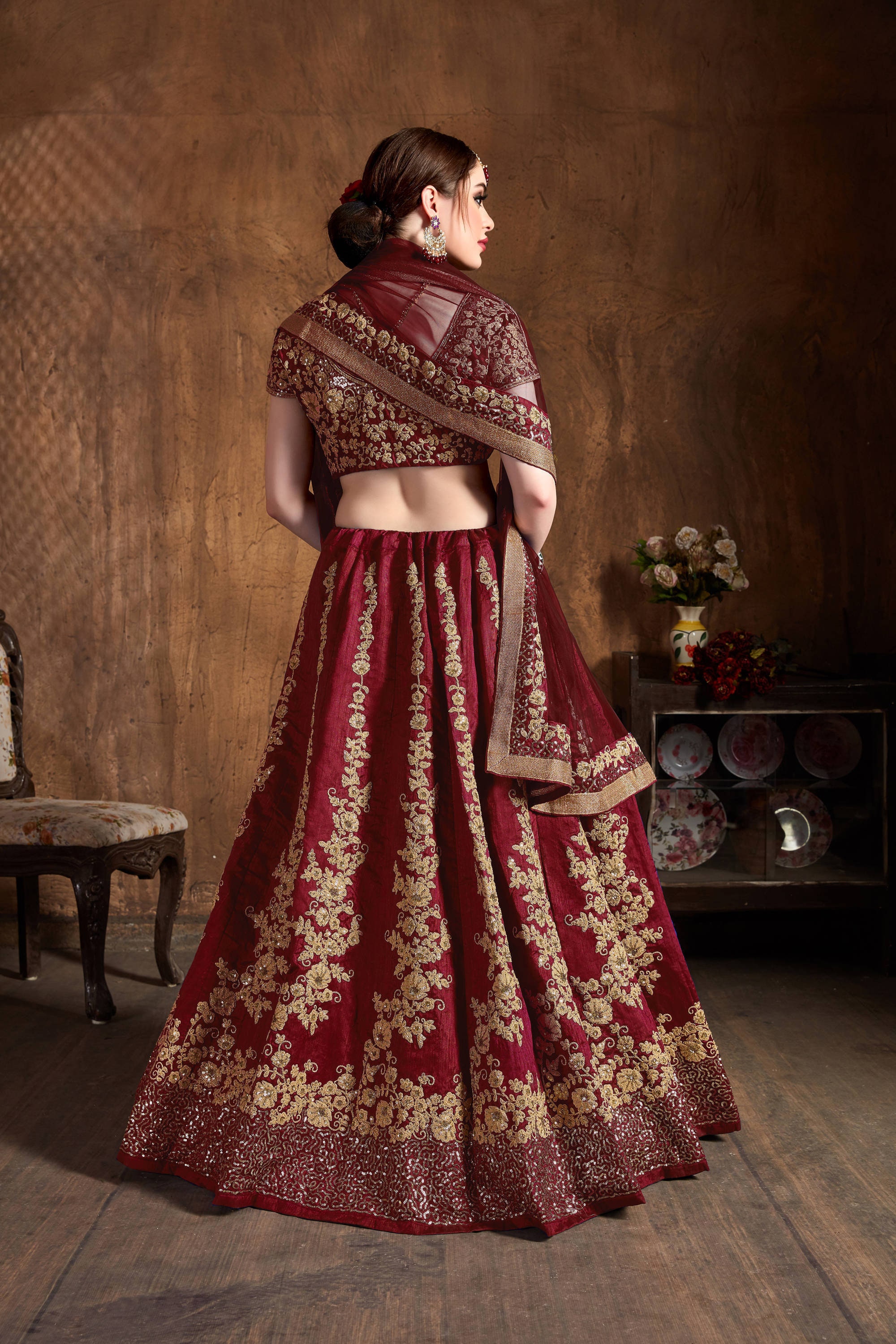 Maroon Lehenga Choli for Women Ready to Wear Custom Size Zari | Etsy