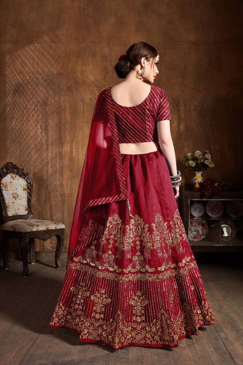 maroon ghagra choli
