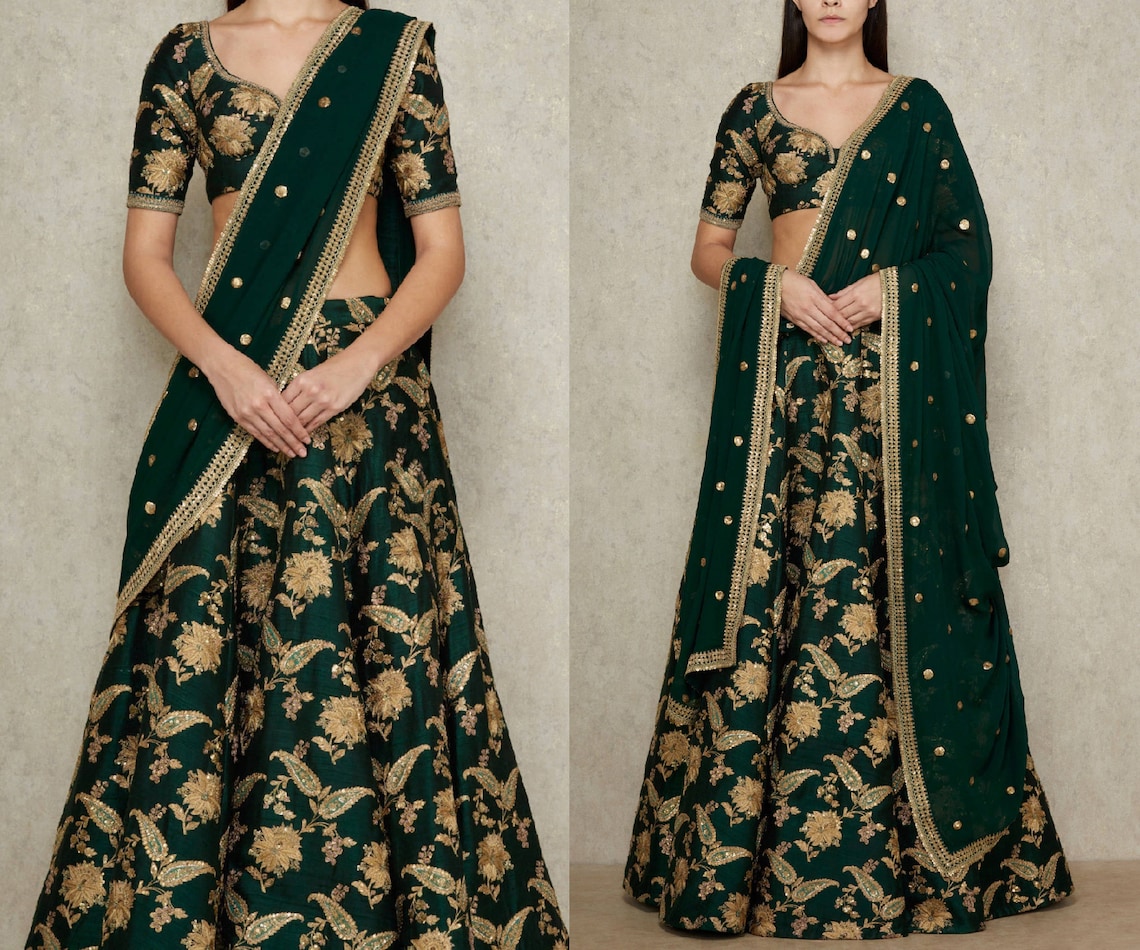 green gown with dupatta