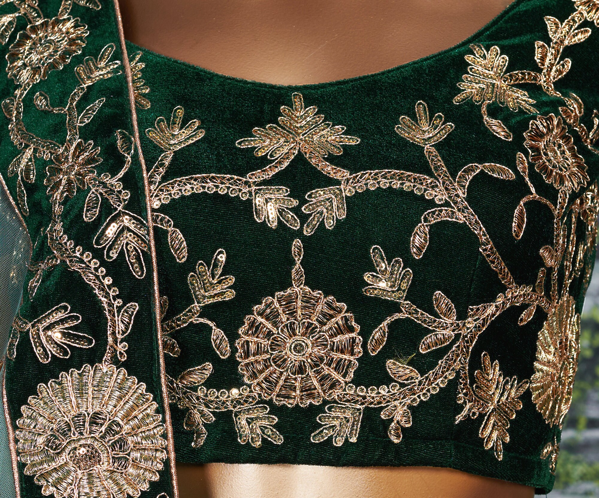 DARK GREEN LEHENGA CHOLI main image 1
