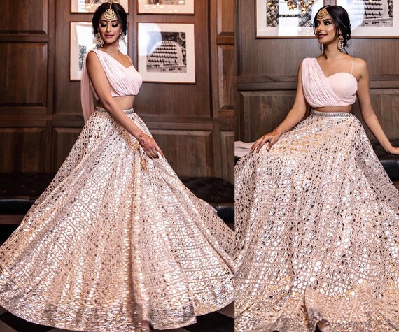 Pink Crop Top Lehenga Choli Ready Made Lehenga Choli for Women
