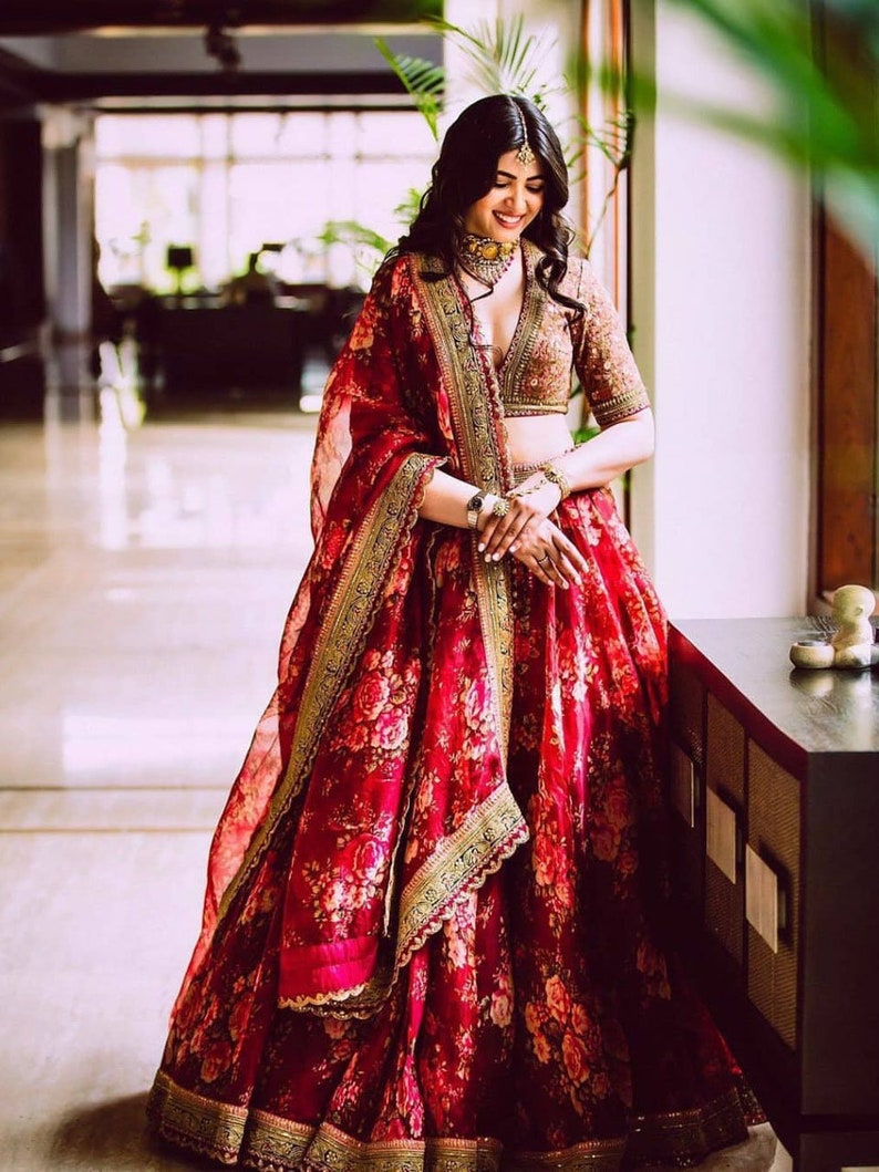 simple maroon lehenga