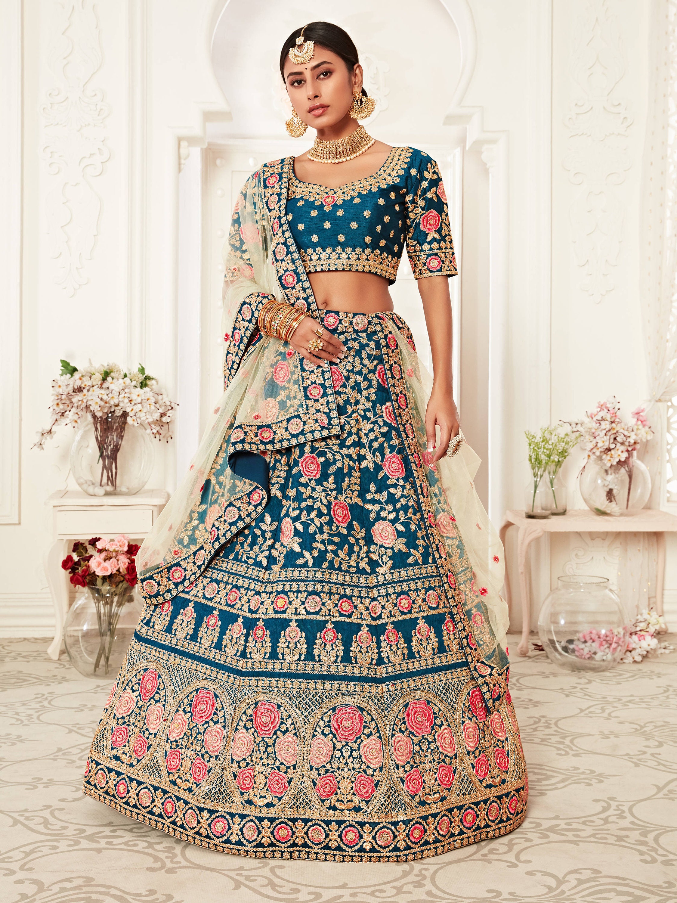 blue lehenga choli designs