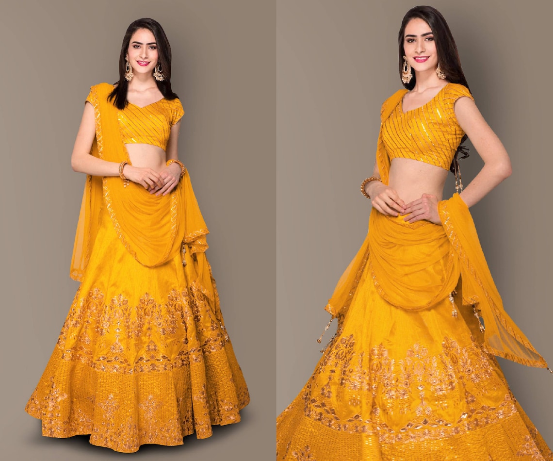 Yellow Embroidered Designer Lehenga Choli for Women Indian Etsy
