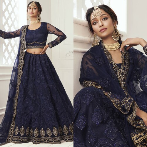 Navy Blue Lehenga Choli for Women Ready 