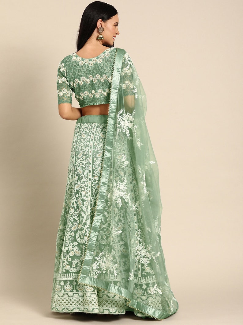 Sea Green Embroidered Designer Net Lehenga Choli Dupatta for Women /& Girlish Indian Bridesmaid South Asian Bridal Wedding Dresses Outfits