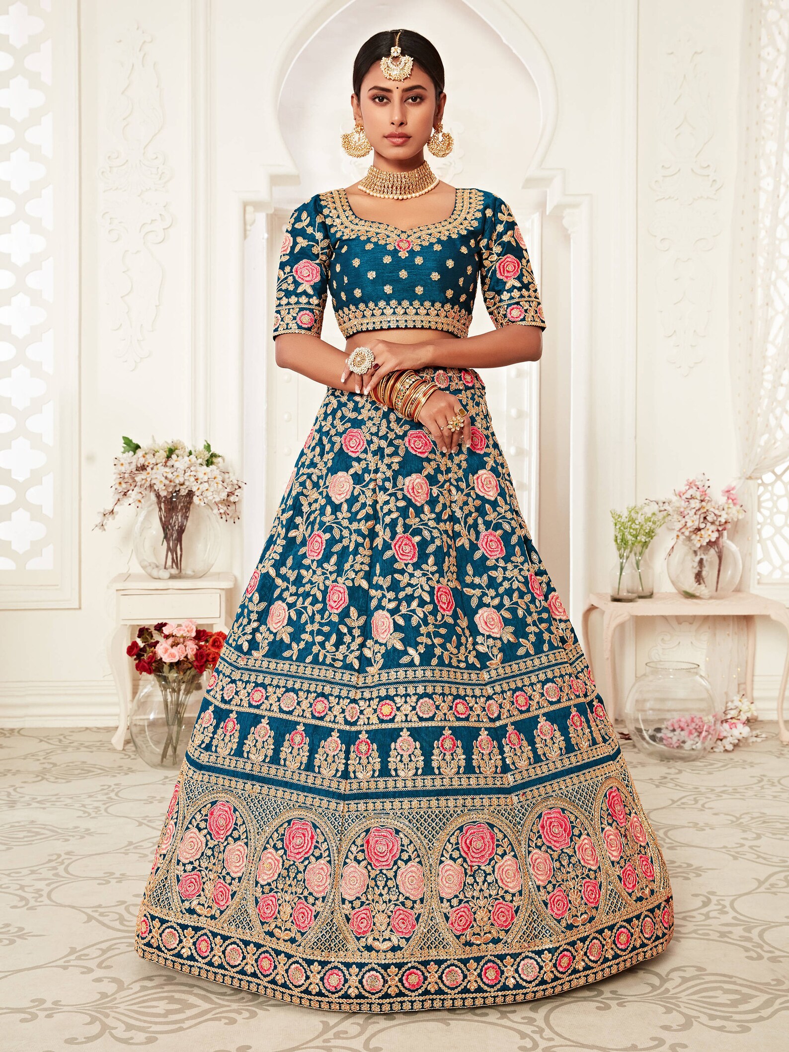 blue lehenga choli designs