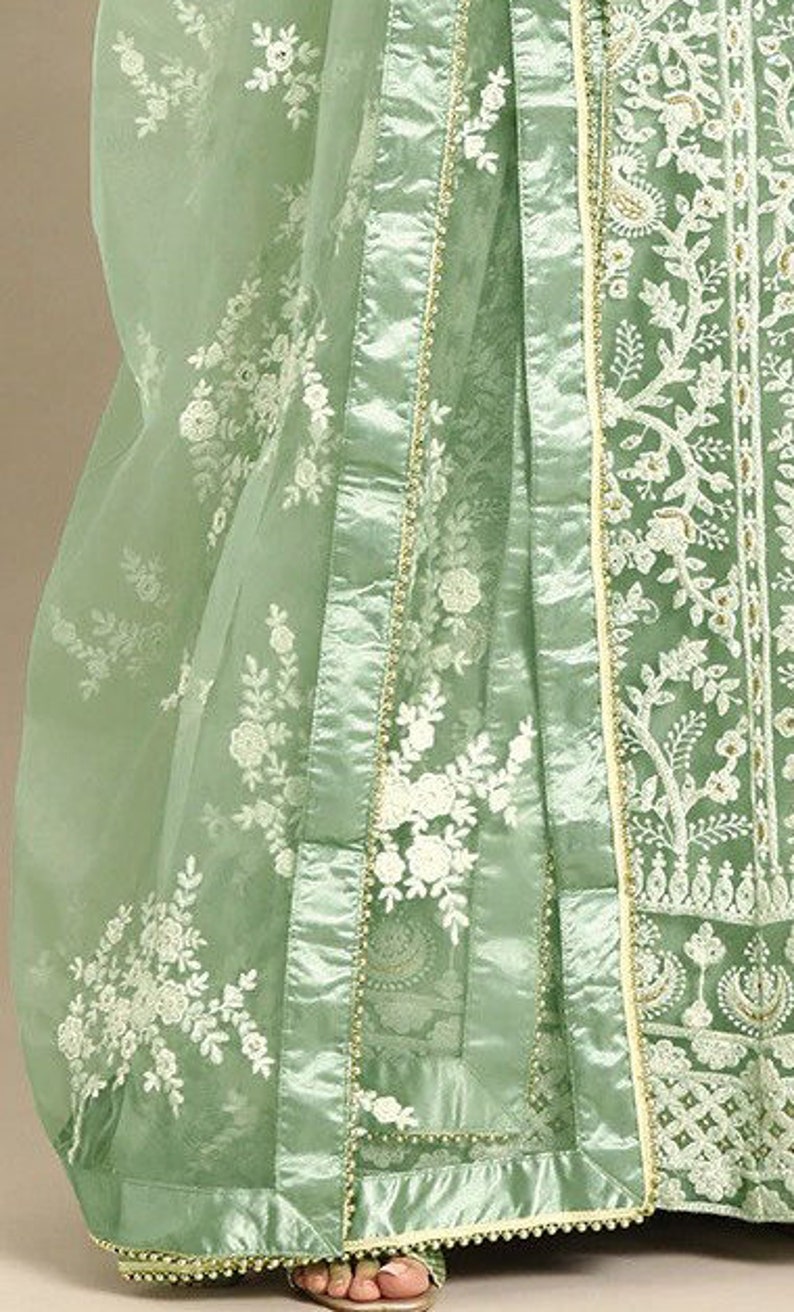 Sea Green Embroidered Designer Net Lehenga Choli Dupatta for Women /& Girlish Indian Bridesmaid South Asian Bridal Wedding Dresses Outfits