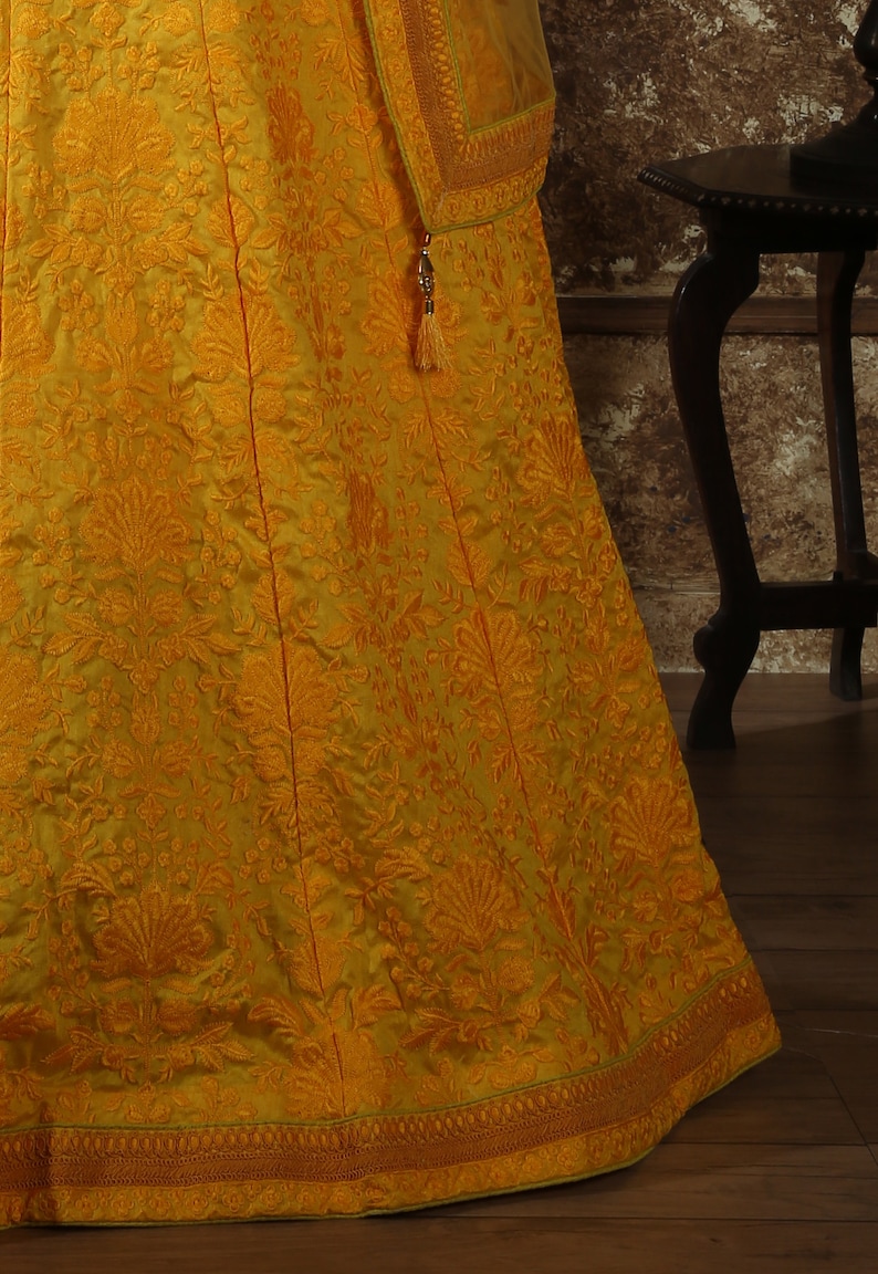 Yellow Floral Embroidery Designer Lehenga Choli for Women Indian Bridesmaids Pakistani South Asian Bridal Wedding Dress Outfit Skirt Girlish