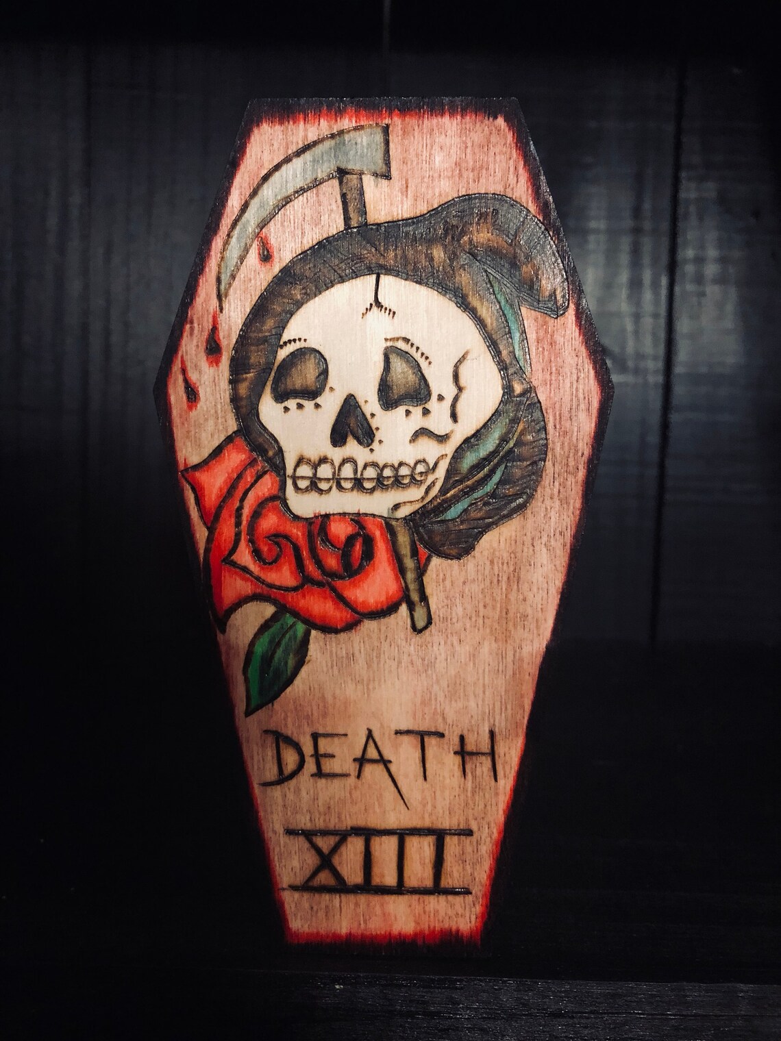 Coffin Boxes Woodburned and Painted Etsy