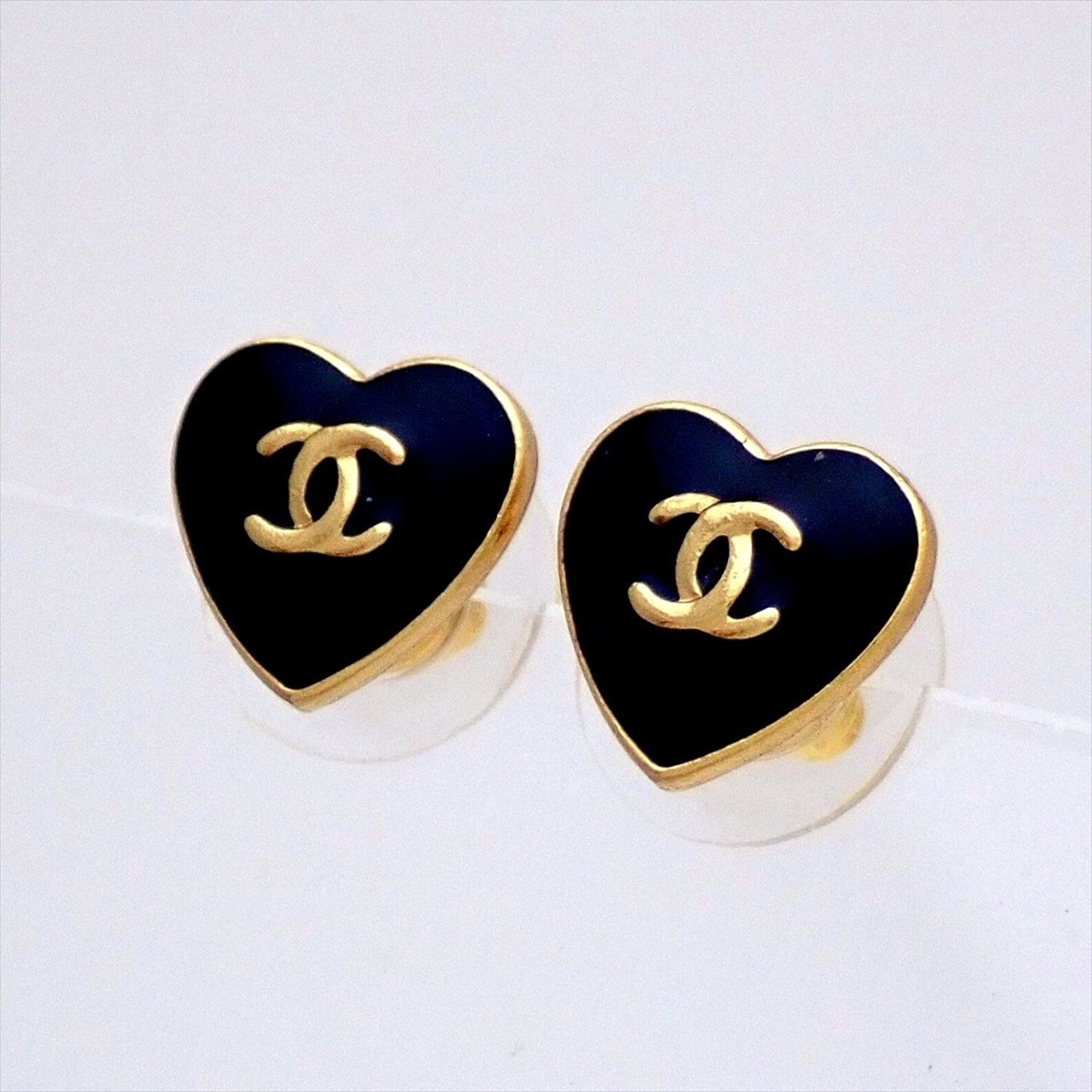 black chanel stud earrings