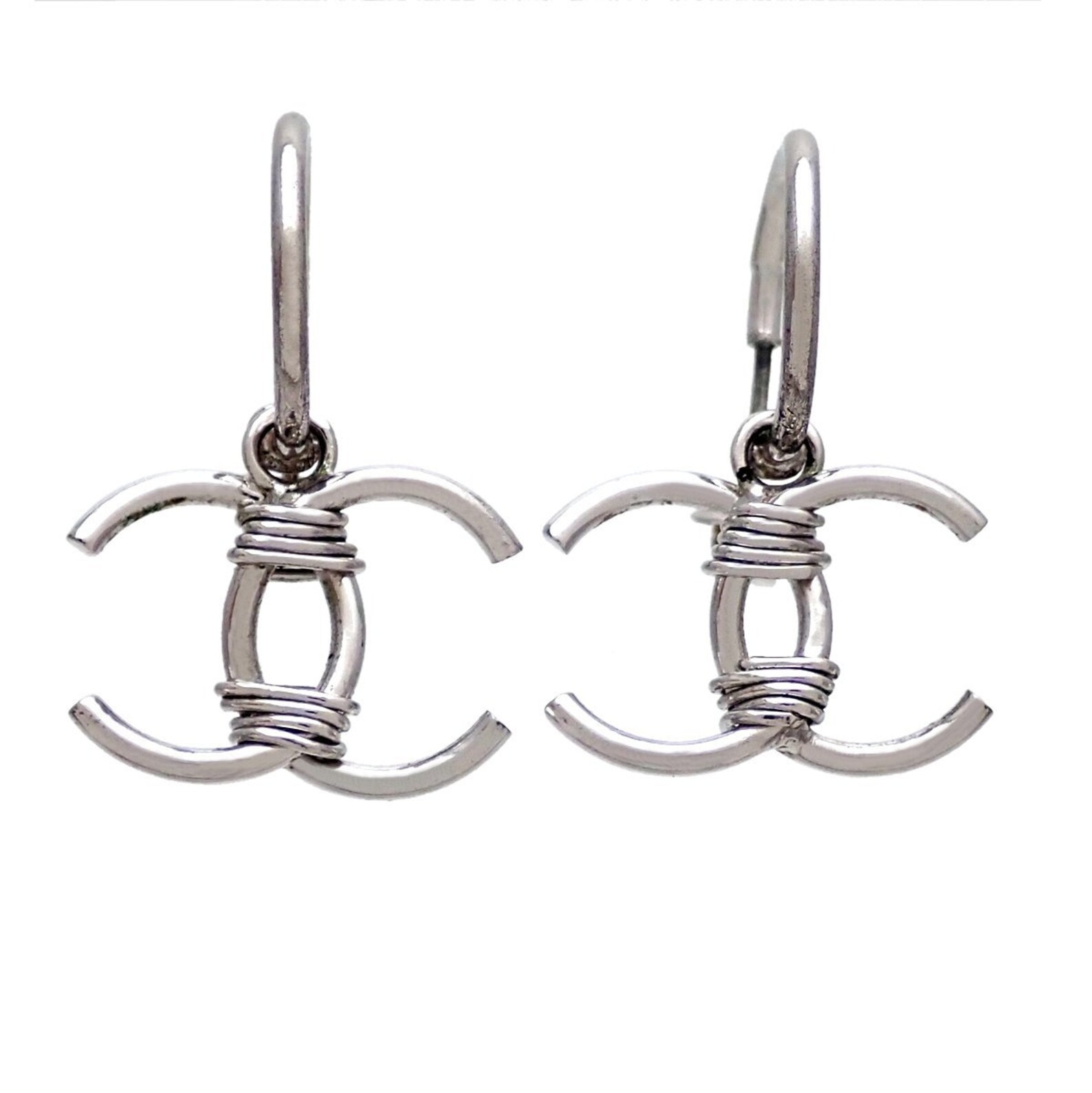 Auth Vintage Chanel stud earrings CC logo double C silver Etsy