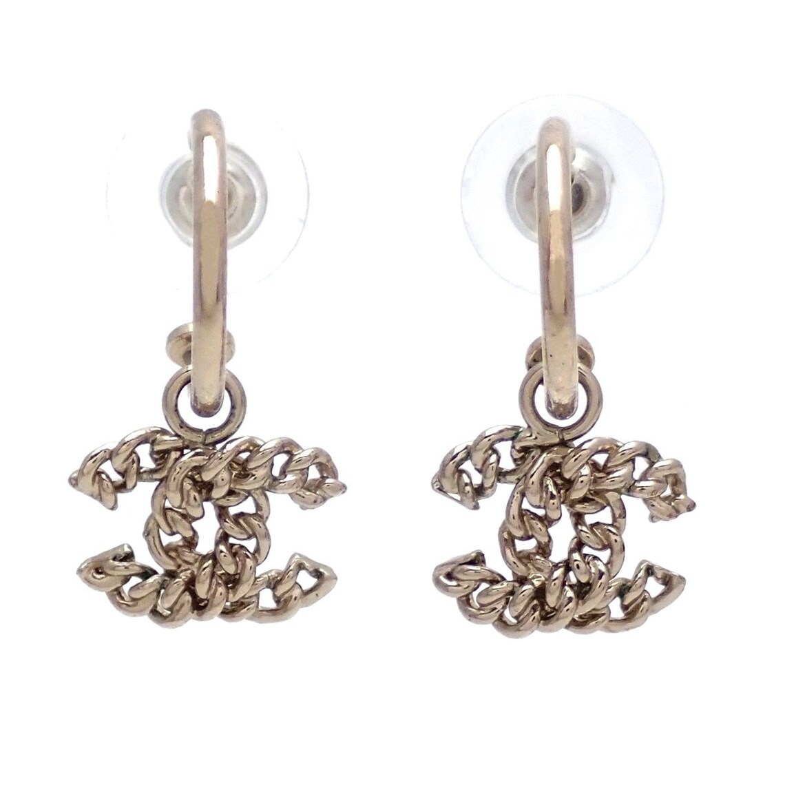 Auth Vintage Chanel Stud Earrings CC Logo Double C Silver Etsy