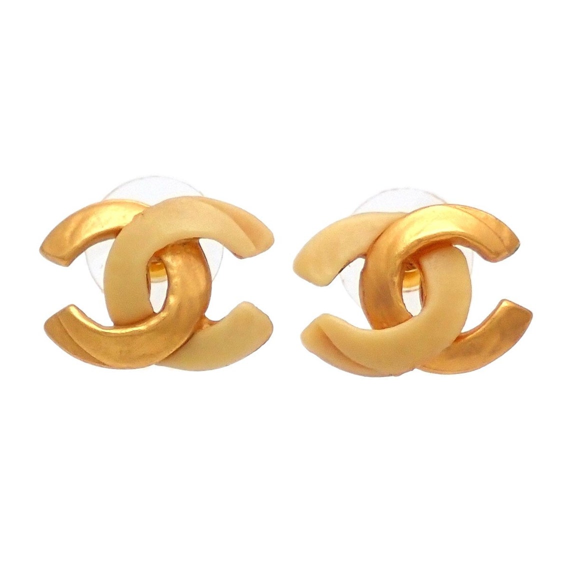 Auth Vintage Chanel stud earrings CC logo double C small Etsy