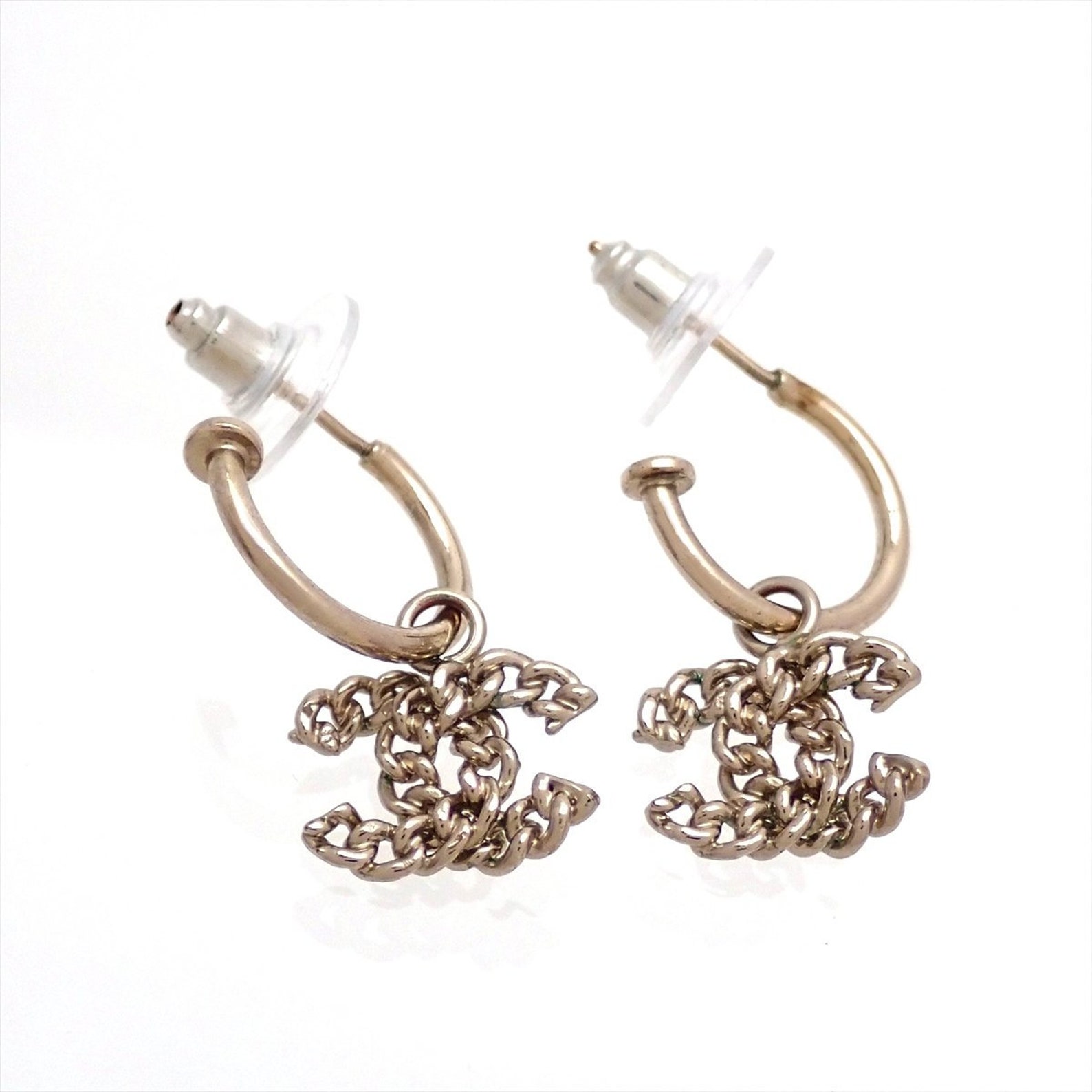 Auth Vintage Chanel Stud Earrings CC Logo Double C Silver Etsy