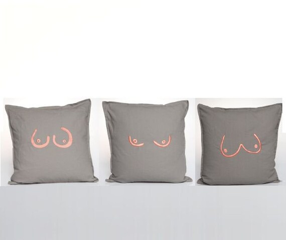 Pillow Case Set Of 3 Boobs Embroidery Designs Gray Etsy
