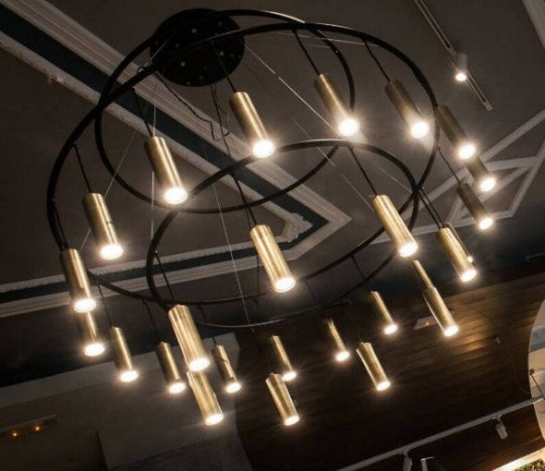 POLU Gold Copper Tube Pendant Light Minimal Geometric Modern Etsy UK