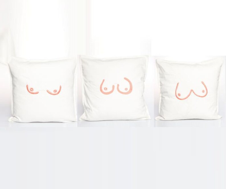 Pillow Case Set Of 3 Boobs Embroidery Designs Etsy