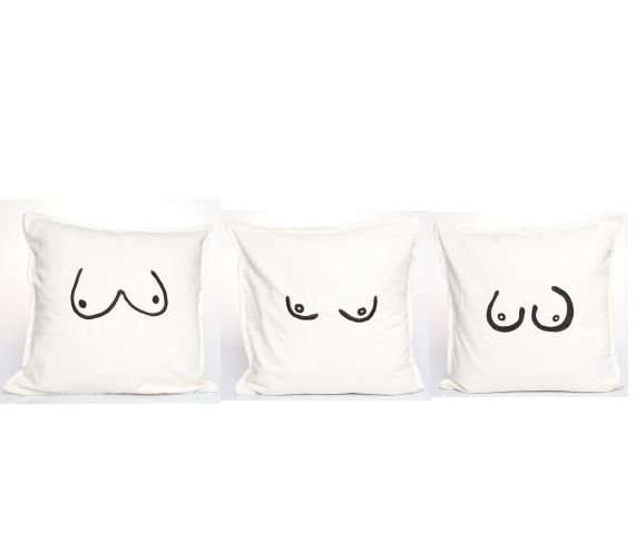Pillow Case Set Of 3 Boobs Embroidery Designs Black And White Etsy