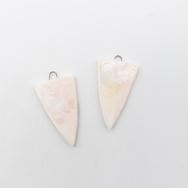 Handmade Floral Pendants for Earring, Pair of Natural Ceramic Pendants for Jewelry Making image 2