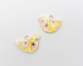 Double-Sided Hand Decorated Porcelain Bird Beads