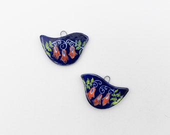 Double-Sided Hand Decorated Porcelain Bird Beads