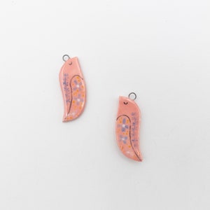 Ceramic bird pendants, hand painted on both sides, ideal for creating earrings and other jewelry. image 1