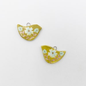 Double-Sided Hand Decorated Porcelain Bird Beads image 1