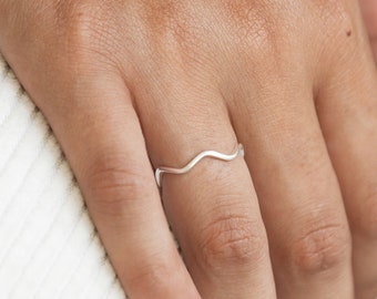 Silver Plated Deep Wave Ring - Dive into Style | Boho Ocean Beach Jewelry, Stacking Ring Handmade by Pineapple Island