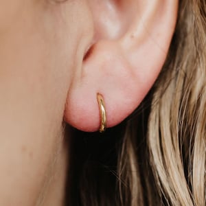 Tiny Gold Huggie Hoop Earrings | Hypoallergenic Minimalist Earrings by Pineapple Island, Small Stacking Hoops, Waterproof Gift for Her