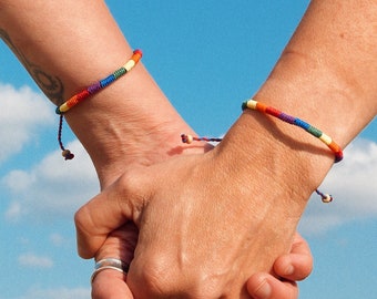 Just Like Us Woven Pride Bracelet by Pineapple Island | Handmade Braid Jewelry, Rainbow Pride Wristwear | LGBTQ Pride Bracelet