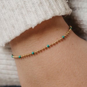 Enamel Turquoise Bracelet | Gold Stainless Steel Chain Bracelet, Waterproof Gold Jewelry,  Bracelet Gift for Her