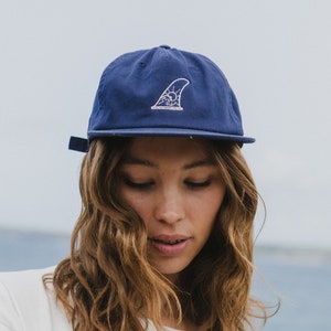 Surfers Paradise Cap Eco Hat Embroidery Design, Surf Fin Hat by Pineapple Island, Navy Unisex Skate Cap image 1