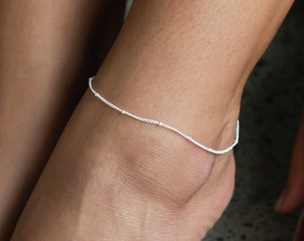 Lovina Satellite Chain Anklet for Women by Pineapple Island | Dainty Chain Anklet, Handcrafted Boho Style Ankle Bracelet